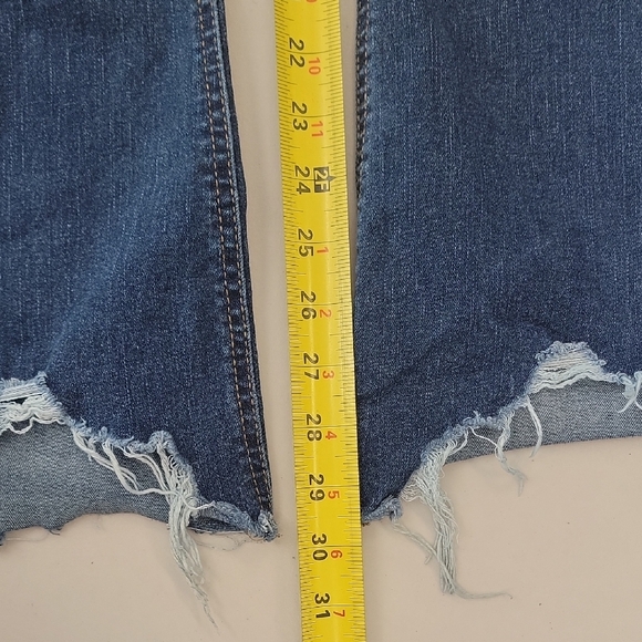 Tinseltown High Rise Flare Jeans Raw Hem Stretch Denim - Picture 11 of 14